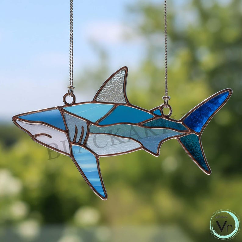 Digital Download Shark Stained Glass Pattern, Modern Suncatcher, Diy ...