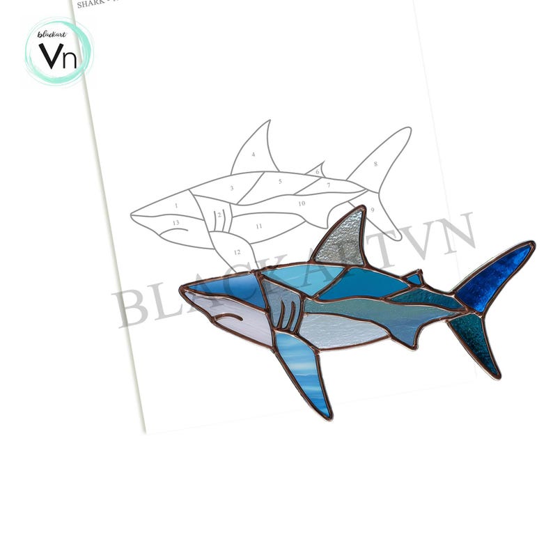 Digital Download Shark Stained Glass Pattern, Modern Suncatcher, Diy ...