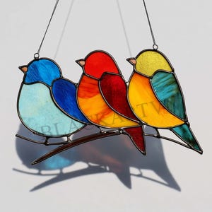 Glas in lood raam opknoping,Mooie kolibrie gebrandschilderd glas