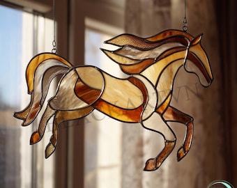 Digital Download Galloping Horse Stained Glass Pattern,Modern Suncatcher,Diy Stained Glass,Easy art