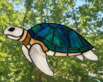 Digital Download Noble Turtle Stained Glass Pattern,Modern Suncatcher,Diy Stained Glass,Easy art
