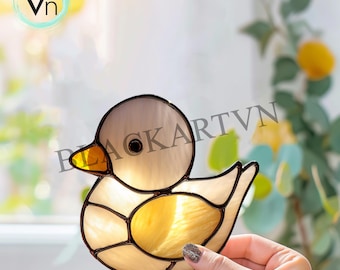 Descarga digital del patrón de vitral Baby Goos, atrapasol moderno, vitral para manualidades