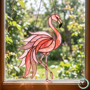 Digital Download Flamingo Stained Glass Pattern,Modern Suncatcher,Diy Stained Glass,Easy art Hobby License Beginner to Intermediate