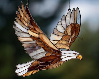 Digital Download Eagle Stained Glass Pattern,Modern Suncatcher,Diy Stained Glass,Easy art Hobby License Beginner to Intermediate