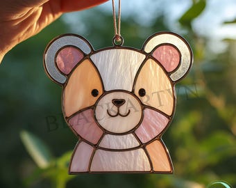 Digital Download Cute Bear ,Stained Glass Pattern,Modern Suncatcher,Diy Stained Glass