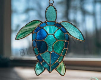 ウミガメのステンドグラスパターン デジタルダウンロード - Etsy 日本