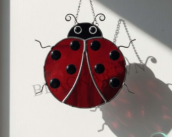 Digitaler Download Marienkäfer Glasmalerei-Muster,Suncatcher, DIY Buntglas, Easy Art Hobby Lizenz für Anfänger bis Fortgeschrittene