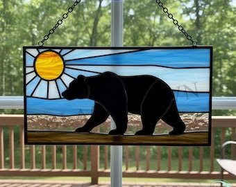 Digital Download Bear Stained Glass Pattern,Modern Suncatcher,Diy Stained Glass,Easy art Hobby License Beginner to Intermediate