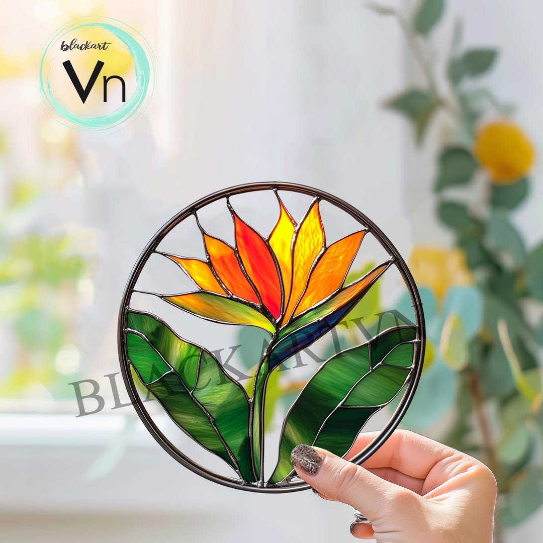 Digital Download Bird of Paradise Flower T01 Stained Glass Pattern ...