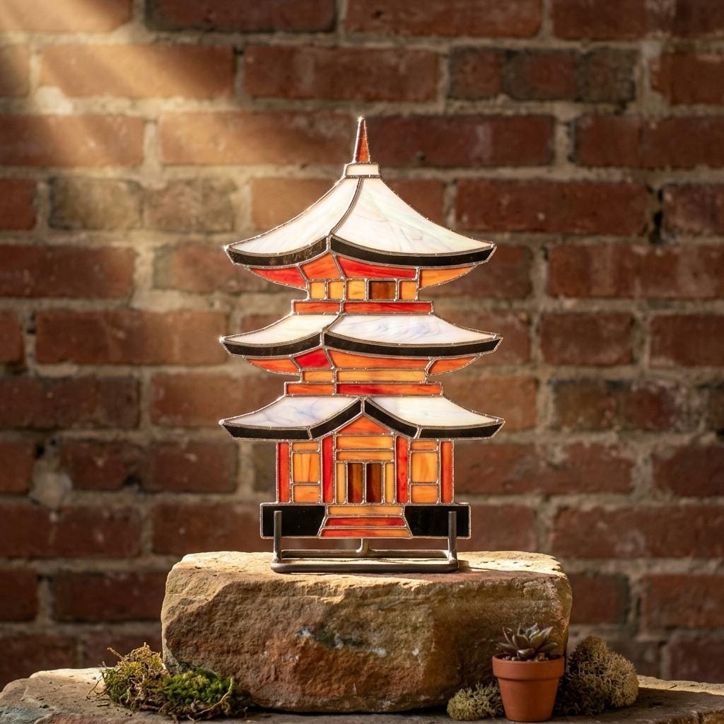 ステンドグラス　パゴダランプ Pagoda Stained Glass - Etsy