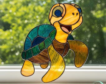 Digital Download Turtle Funny Stained Glass Pattern,Modern Suncatcher,Diy Stained Glass,Easy art