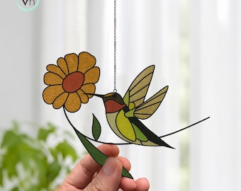 Hummingbird Stained Glass Pattern: Modern Suncatcher DIY (PDF Download, JPEG Included)
