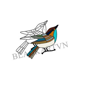 Digitaler Download Carolina Wren-D02, Glasmalerei-Muster, Modernes Suncatcher, DIY-Buntglas, Easy Art Hobby Lizenz für Anfänger bis Fortgeschrittene