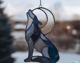 Digital Download Wolf Stained Glass Pattern,Modern Suncatcher,Diy Stained Glass,Easy art