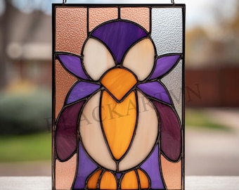 Digitale download glas-in-loodpatroon pinguïn, moderne suncatcher, doe-het-zelf-gebrandschilderd glas