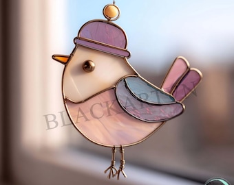 Digital Download Bird Stained Glass Pattern,Modern Suncatcher,Diy Stained Glass,Easy art Hobby License Beginner to Intermediate