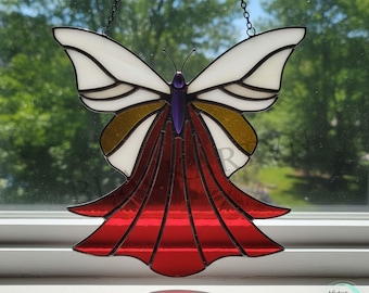Digital Download Butterfly Stained Glass Pattern,Modern Suncatcher,Diy Stained Glass