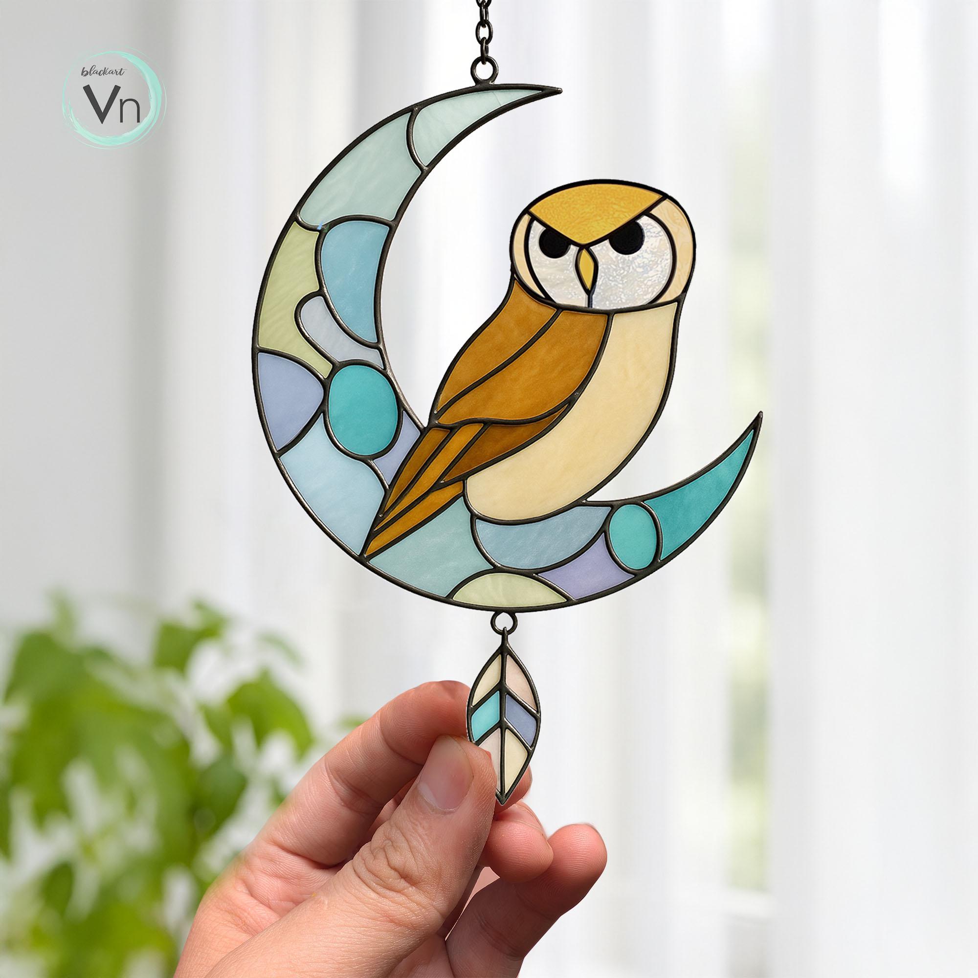 Digital Download OWL BT06 , Stained Glass Pattern Modern Suncatcher Diy Easy art Hobby License Begi