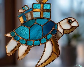 Digital Download  Sea Turtle Stained Glass Pattern,Modern Suncatcher,Diy Stained Glass,Easy art