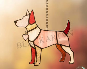 Digital Download Love Dog Stained Glass Pattern,Modern Suncatcher,Diy Stained Glass