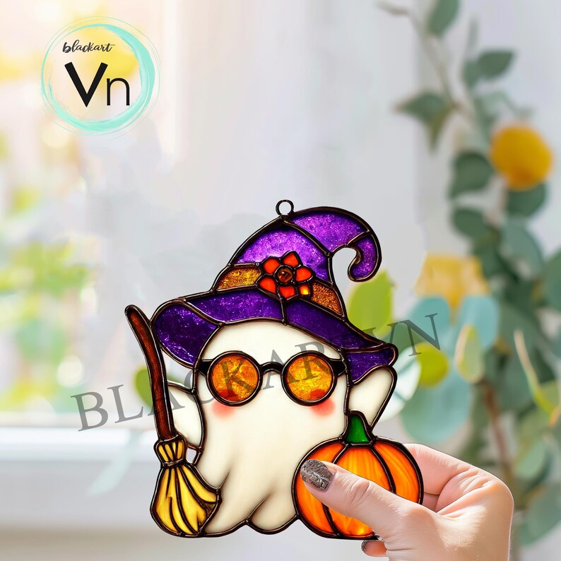 Digital Download Halloween Ghost T05, Stained Glass Pattern Modern