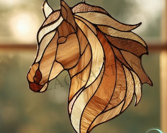 Digital Download Horse Stained Glass Pattern,Modern Suncatcher,Diy Stained Glass,Easy art