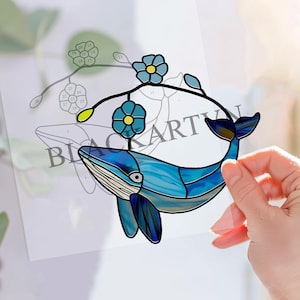 Digital Download Whale-D01,Stained Glass Pattern,Modern Suncatcher,Diy Stained Glass,Easy art Hobby License Beginner to Intermediate