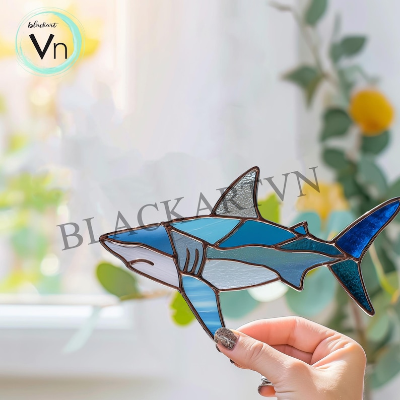 Digital Download Shark Stained Glass Pattern, Modern Suncatcher, Diy ...