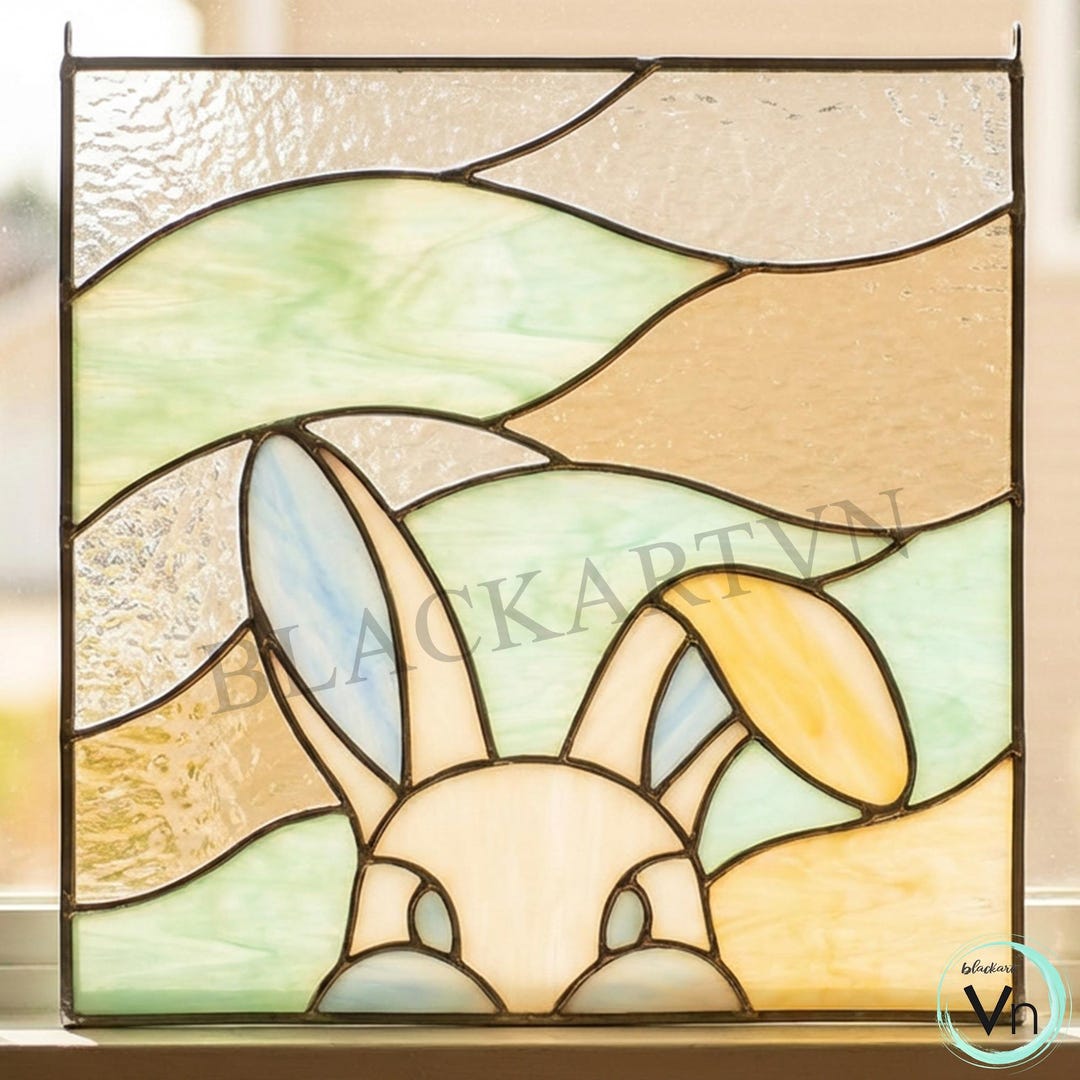 Simple Stained Glass Rabbit Digital Download Rabbit Stained Glass Pattern,modern Suncatcher - Etsy