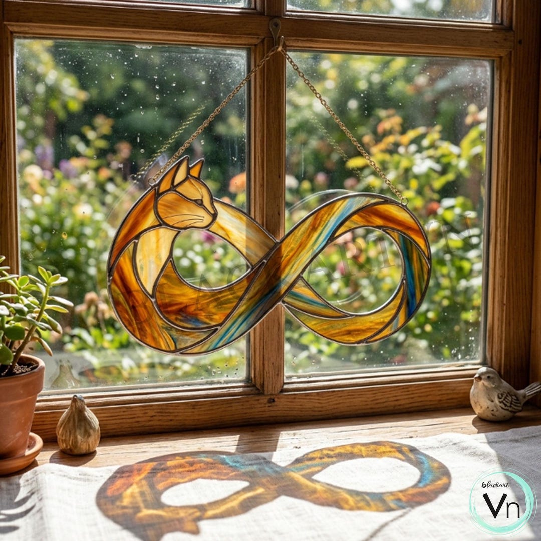 Digital Download Cat Infinity Stained Glass Pattern,modern Suncatcher ...