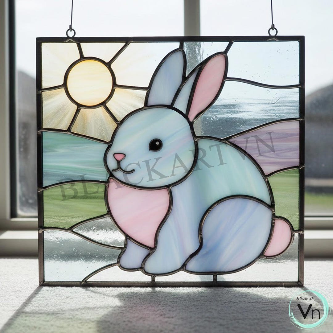 Digital Download Rabbit Panel Stained Glass Pattern, Modern Suncatcher ...