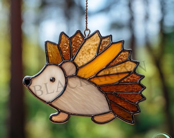 Digital Download Hedgehog Stained Glass Pattern,Modern Suncatcher,Diy Stained Glass