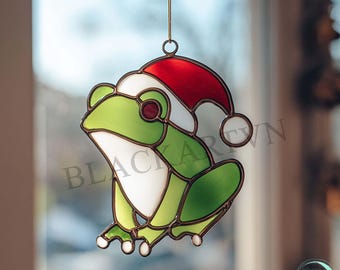 Digital Download Christmas Frog Stained Glass Pattern,Modern Suncatcher,Diy Stained Glass,Easy art