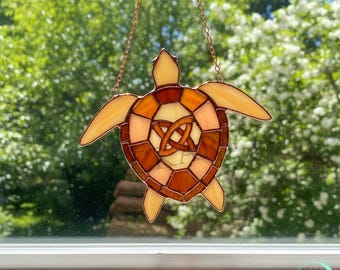 Digital Download Sea Turtle Stained Glass Pattern,Modern Suncatcher,Diy Stained Glass,Easy art