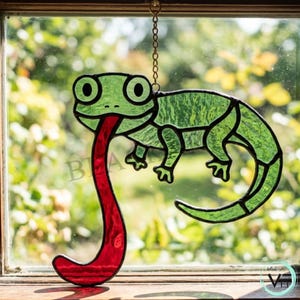 Digitale download Hagedis-gebrandschilderd glaspatroon, moderne zonnevanger, doe-het-zelf-gebrandschilderd glas, Easy art Hobbylicentie beginner tot gemiddeld