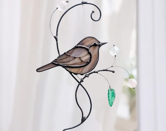 Digital file Carolina Wren Stained Glass Window Hanging Bird gifts stained glass bird suncatcherHome Decor Window  robin for beginner