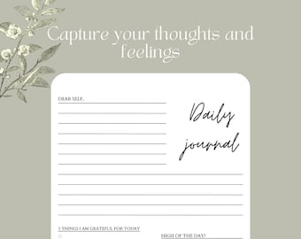 Daily Check-in Journal Printable, Self-Care Planner, Mental Health Tracker, Gratitude Diary, Instant Download