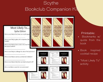 Scythe Book Club Printables: Bookmark, Cocktail Recipe, 'Most Likely To' (Activity Bundle)