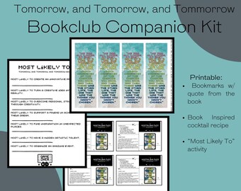 Tomorrow, and Tomorrow Book Club Printables: Bookmark, Cocktail, Activity (Digital Download)