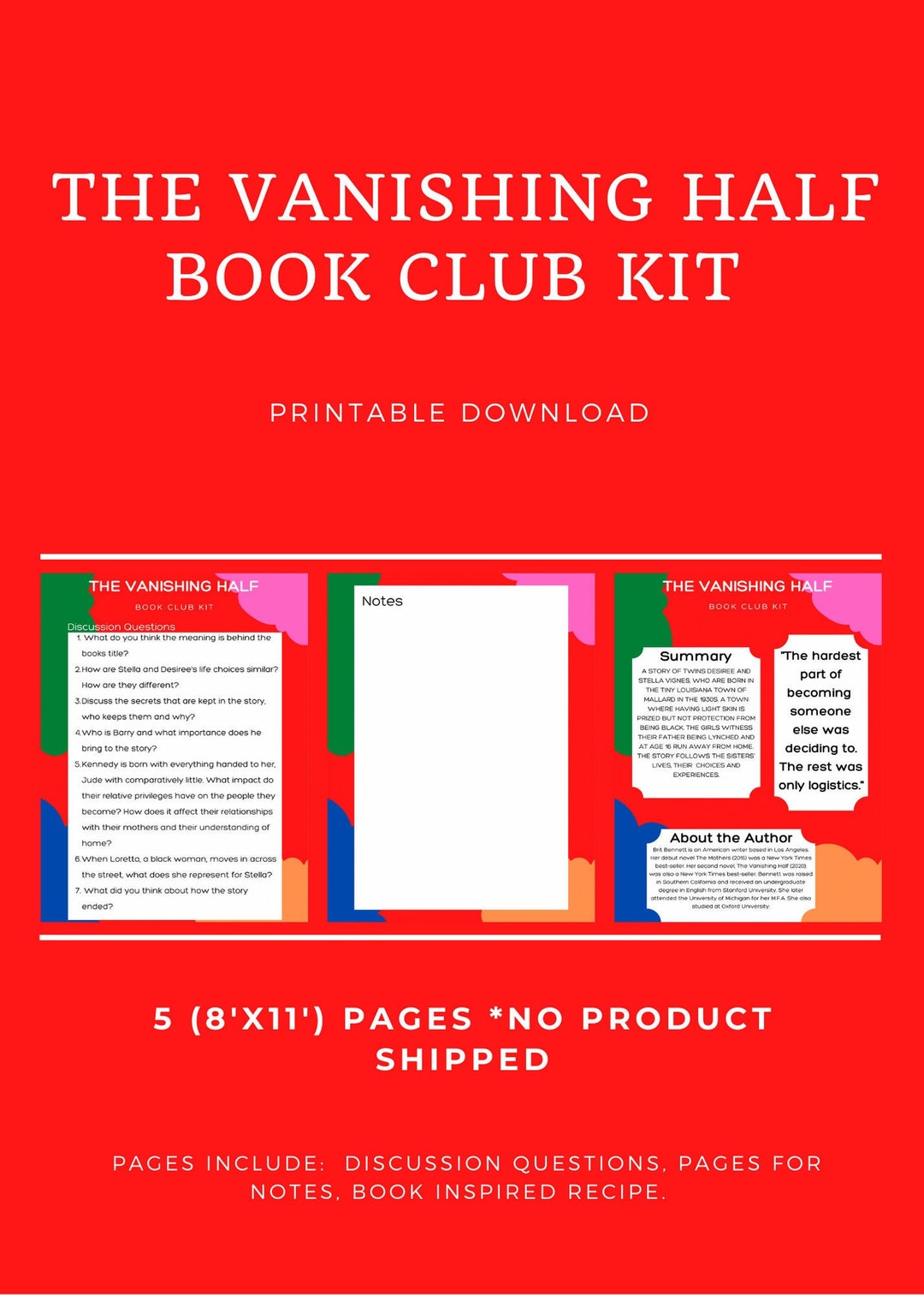 Vanishing Half Book Club Guide, Discussion Questions, Book Club Reading