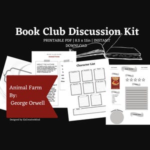 Animal Farm Book Club Discussion Kits, Book Club Kit, Literature Group Kit, Reading Discussion Guide