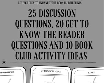 Printable Book Club Conversation Starters, Reading Activity Cards, Discussion Prompts, Literary Games
