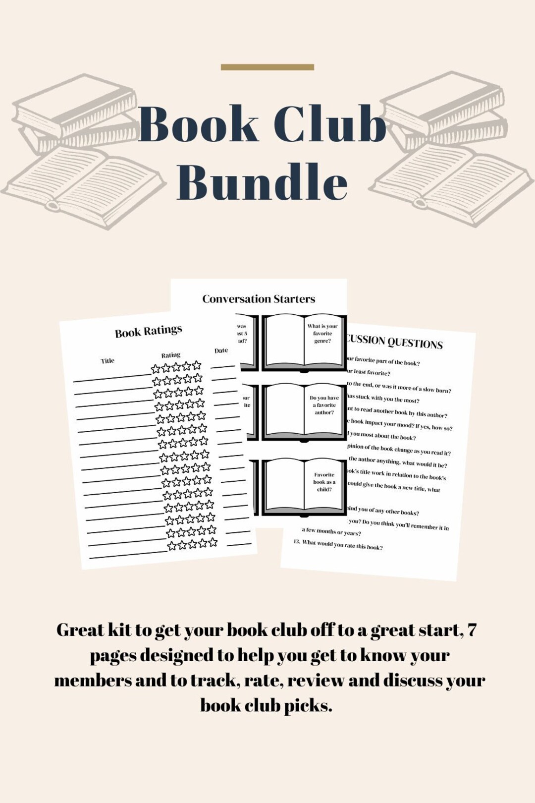 Printable Book Club Bundle Book Club Starter Kit Book Club - Etsy