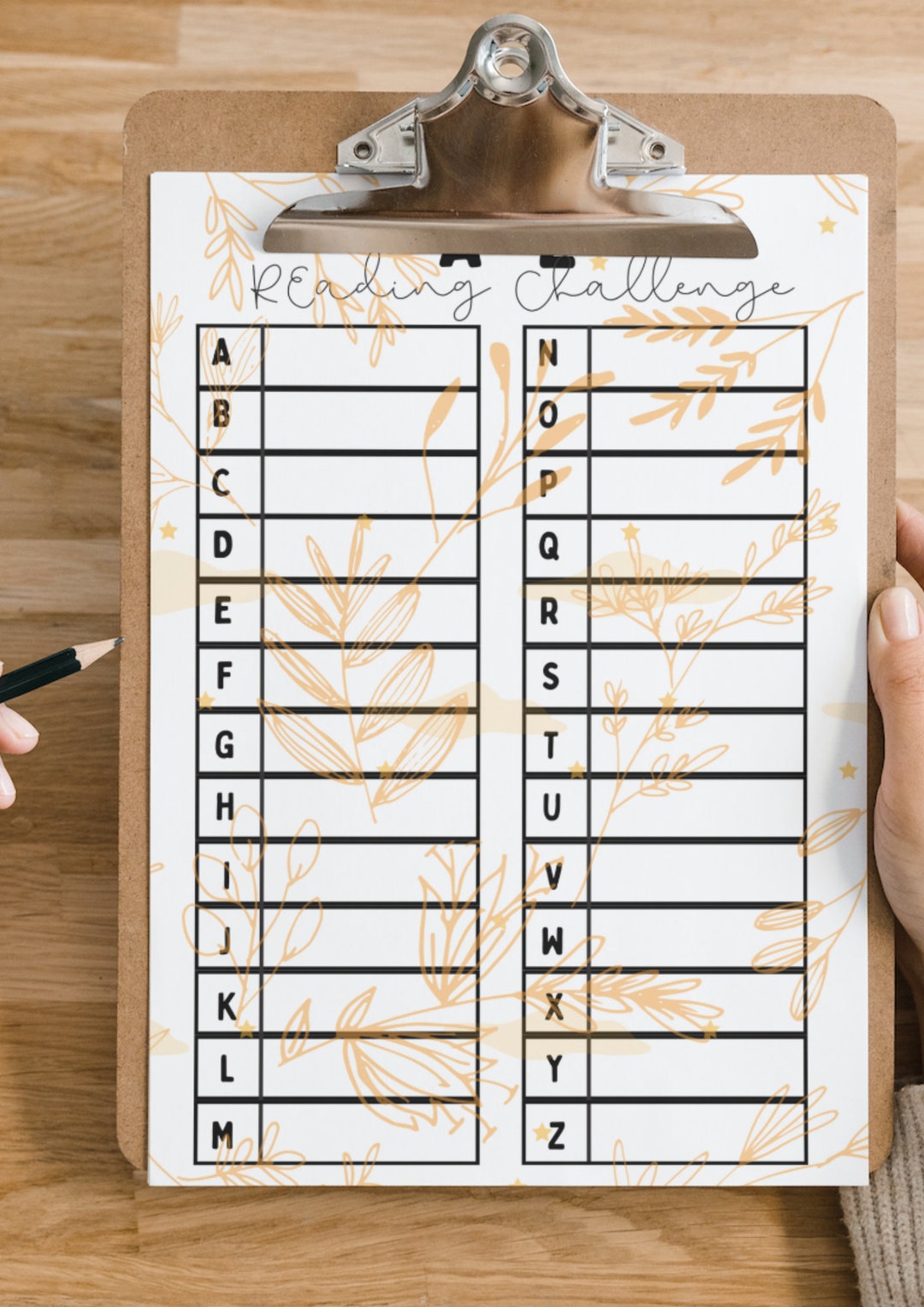 AZ Reading Challenge Printable, Alphabet Reading Tracker, Book Lover Gift, Bookworm Journal