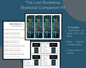 Book Club Printables: Bookmark, Cocktail Recipe, 'Most Likely To' Game (Digital Download)