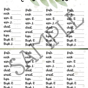 PRINTABLE Measurements Tracker - Etsy