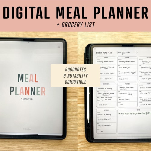 Digital Meal Planner Grocery List Hyperlinked Interactive - Etsy