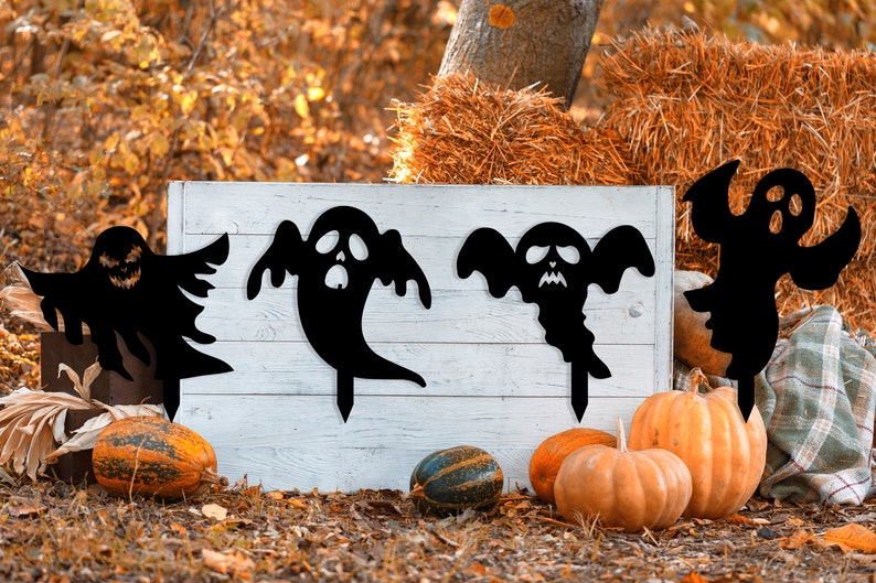 Ghost Yard Stakes Halloween Decor Fast Free Shipping Etsy