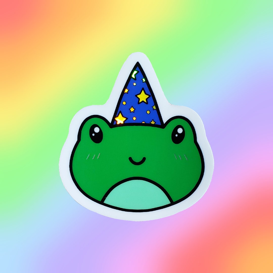 Kawaii Frog Wizard Sticker | Holographic Vinyl Decal - Etsy