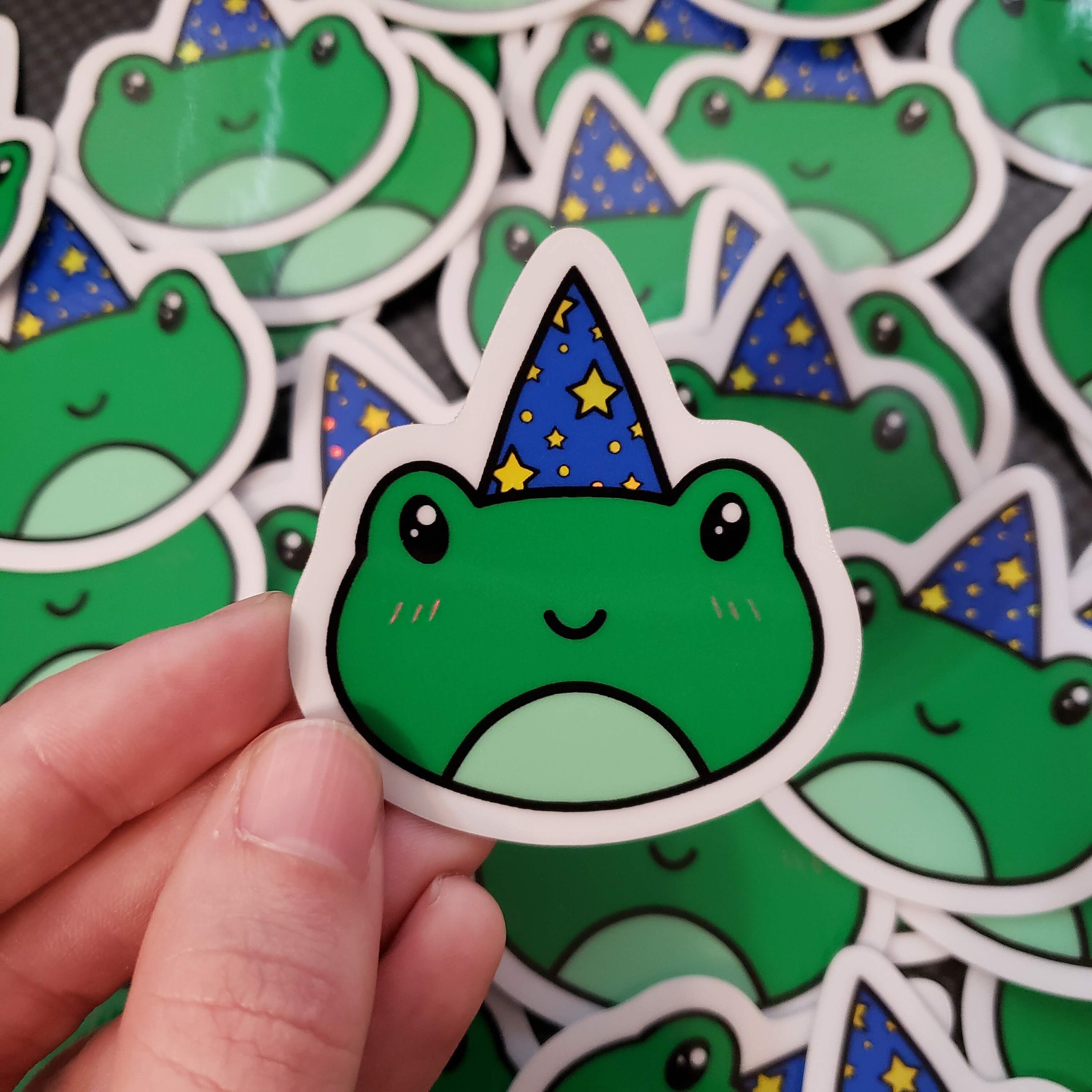 Kawaii Frog Wizard Sticker | Holographic Vinyl Decal - Etsy